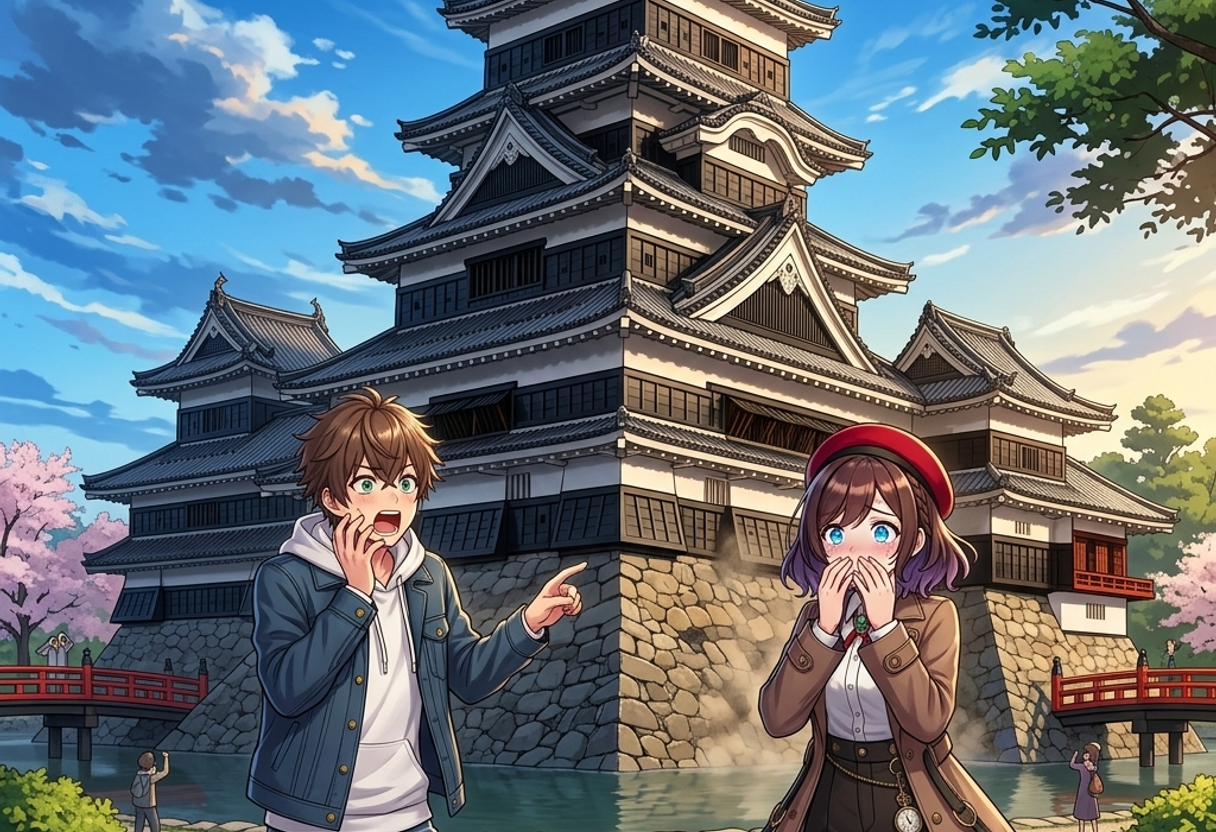 天守の傾き伝説